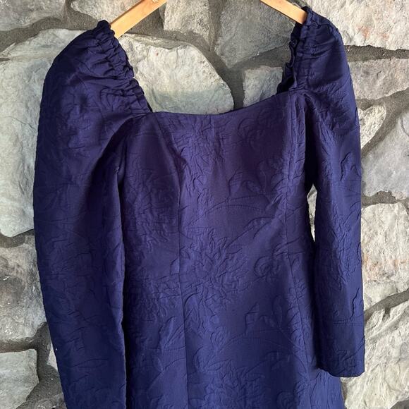 NEW Sz 2 Lilly Pulitzer Ivanna Long Sleeve Navy Caliente Pucker Jacquard Romper - Picture 5 of 11